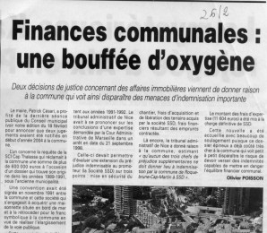 Nice Matin 2003 Zac St Roman et finances municipales 2004