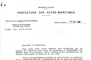 Lettre du Préfet du 13 fev 1990